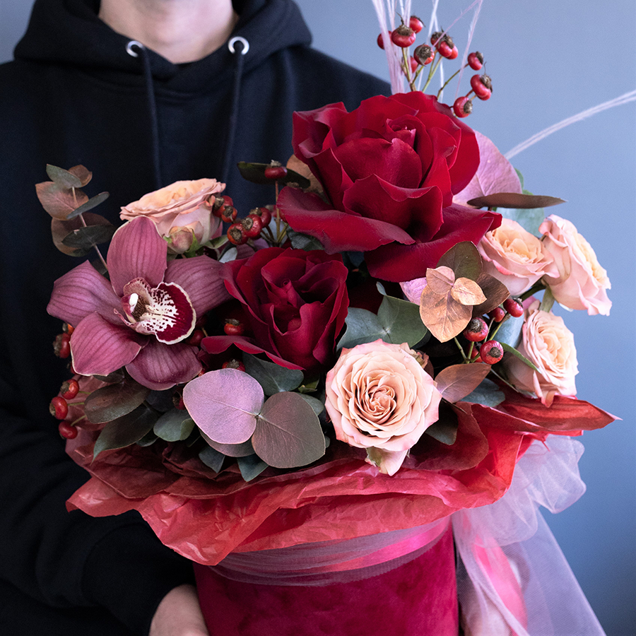 Коробка с цветами "Пряная карамель"