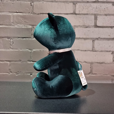 Мишка "Гламур", изумрудный, в колье