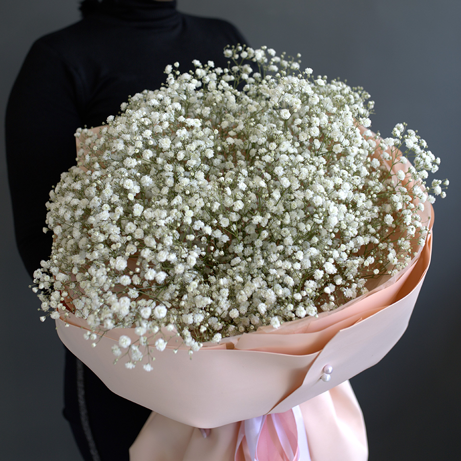 Монобукет из белой гипсофилы