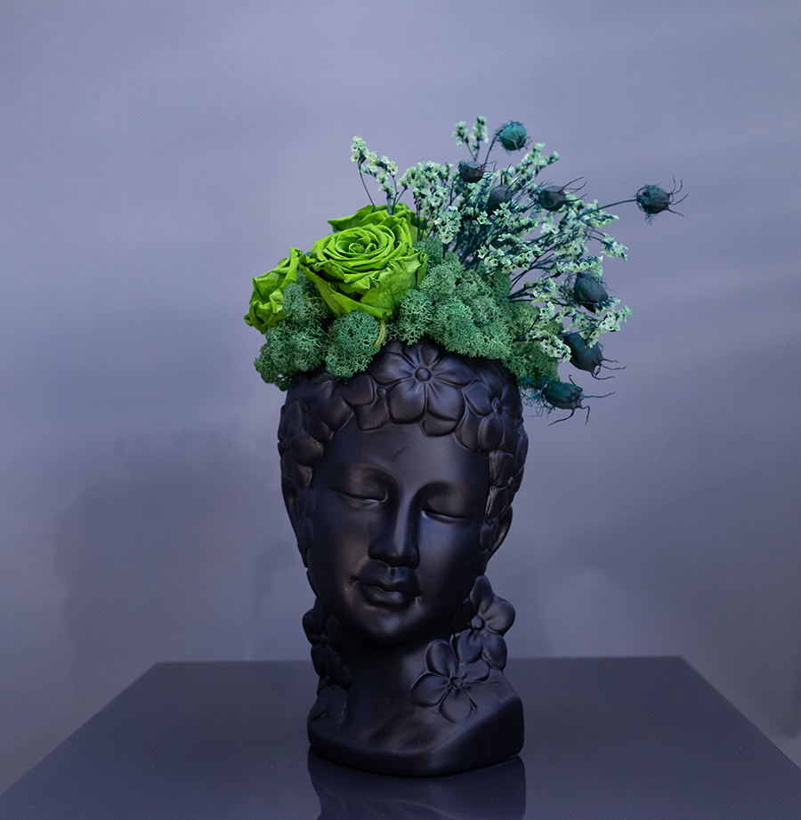 Композиция из стабилизированных цветов "Изумрудная".