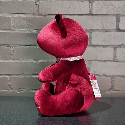 Мишка "Гламур", вишневый, в колье.